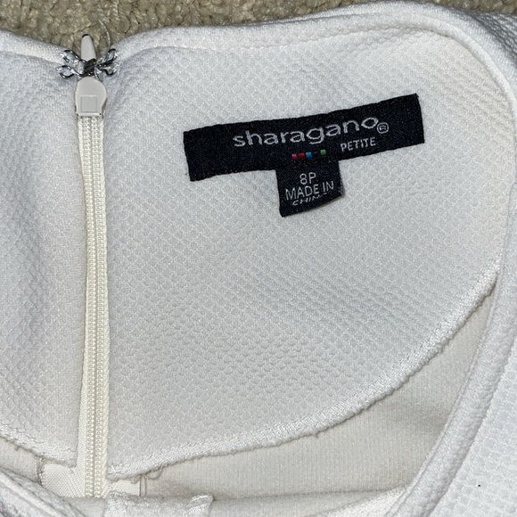 Sharagano White Waffle Knit Fit & Flare Skater A-Line Dress Zip Drop Waist Sz 8P - Picture 7 of 11